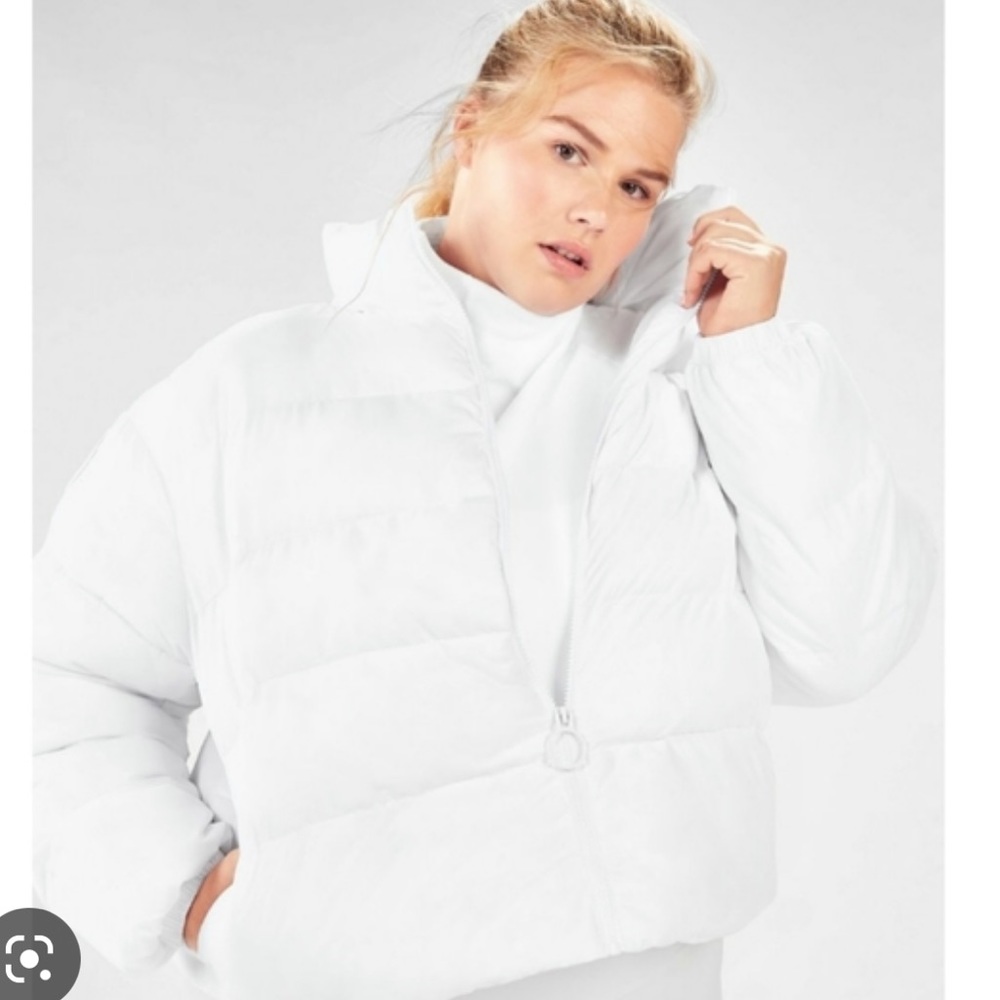 Fabletics Arden White Cropped Puffer Coat